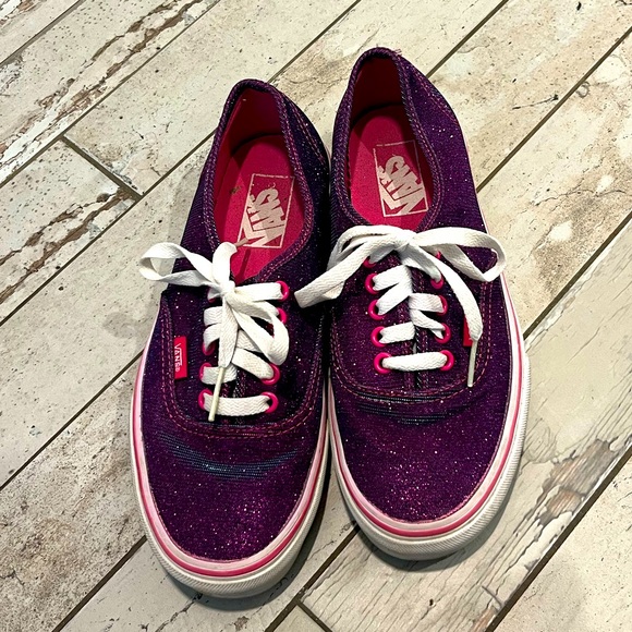 VANS Authentic Magenta Shimmer Sneaker Women’s Size 8 - Worn 1x! Like New! - Picture 1 of 5